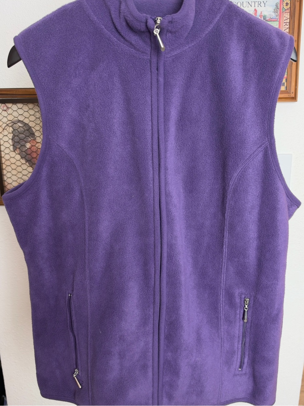 Karen Scott Purple Fleece Zip-Front Vest